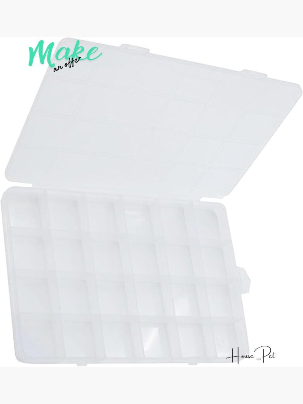 24 Grid Fixed Clear Plastic Jewelry Box Organizer for Earrings